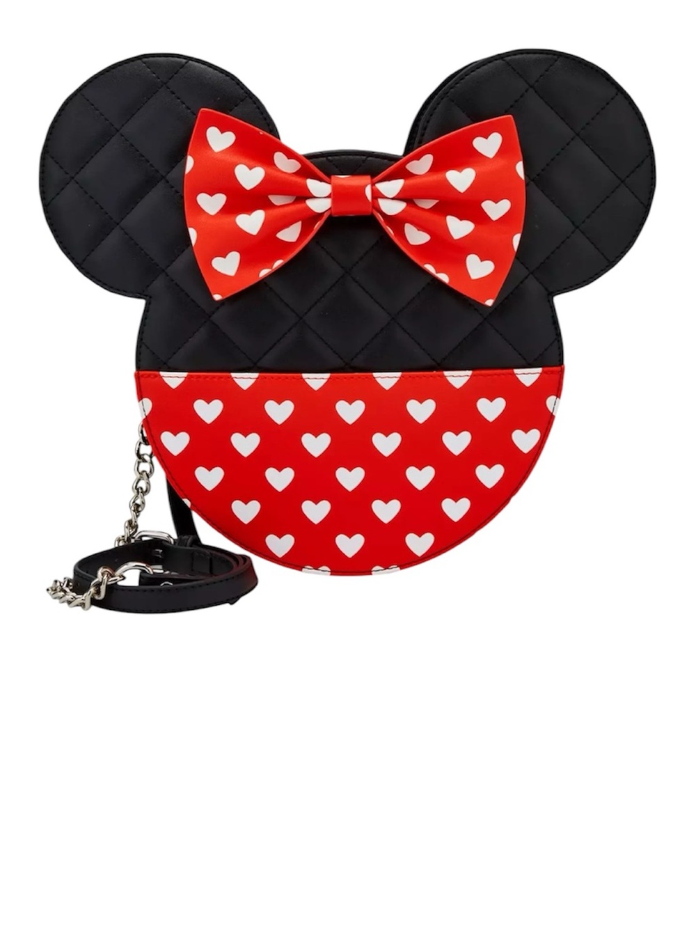 Loungefly Black Quilted Minnie-Style Crossbody with Red Heart Bow